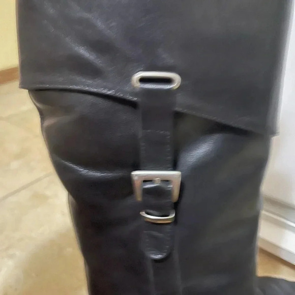 Massimo Santini Pre-owned US 7.5 EU 38 Leather Boots Sheepskin Fur Black Italy - Picture 4 of 7